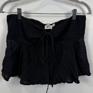 Strapless Tie-Front Sheer Organic Cotton Top